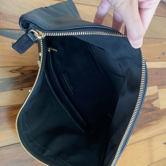 BCBGMaxAzaria Black Leather Clutch with Gold Metal Studs - Picture 5 of 5